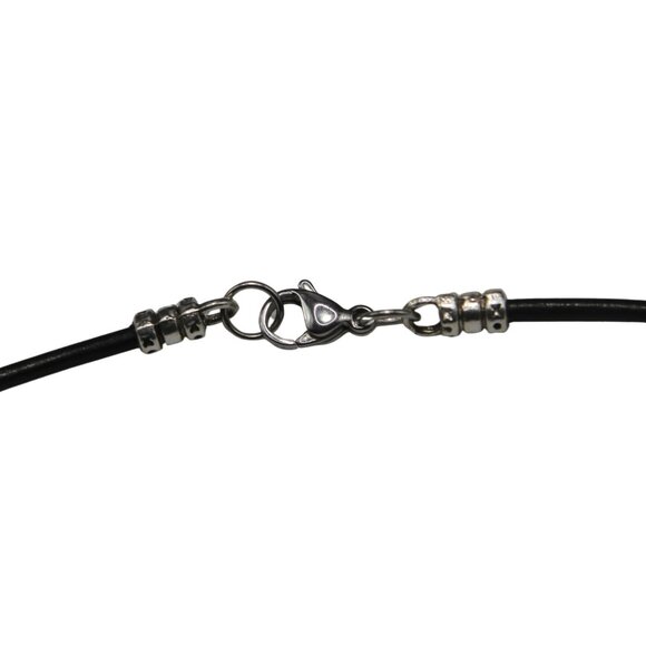 Black Titanium Steel Cross † on Hand Knotted Black Leather Cord Necklace- Unisex - Picture 5 of 7